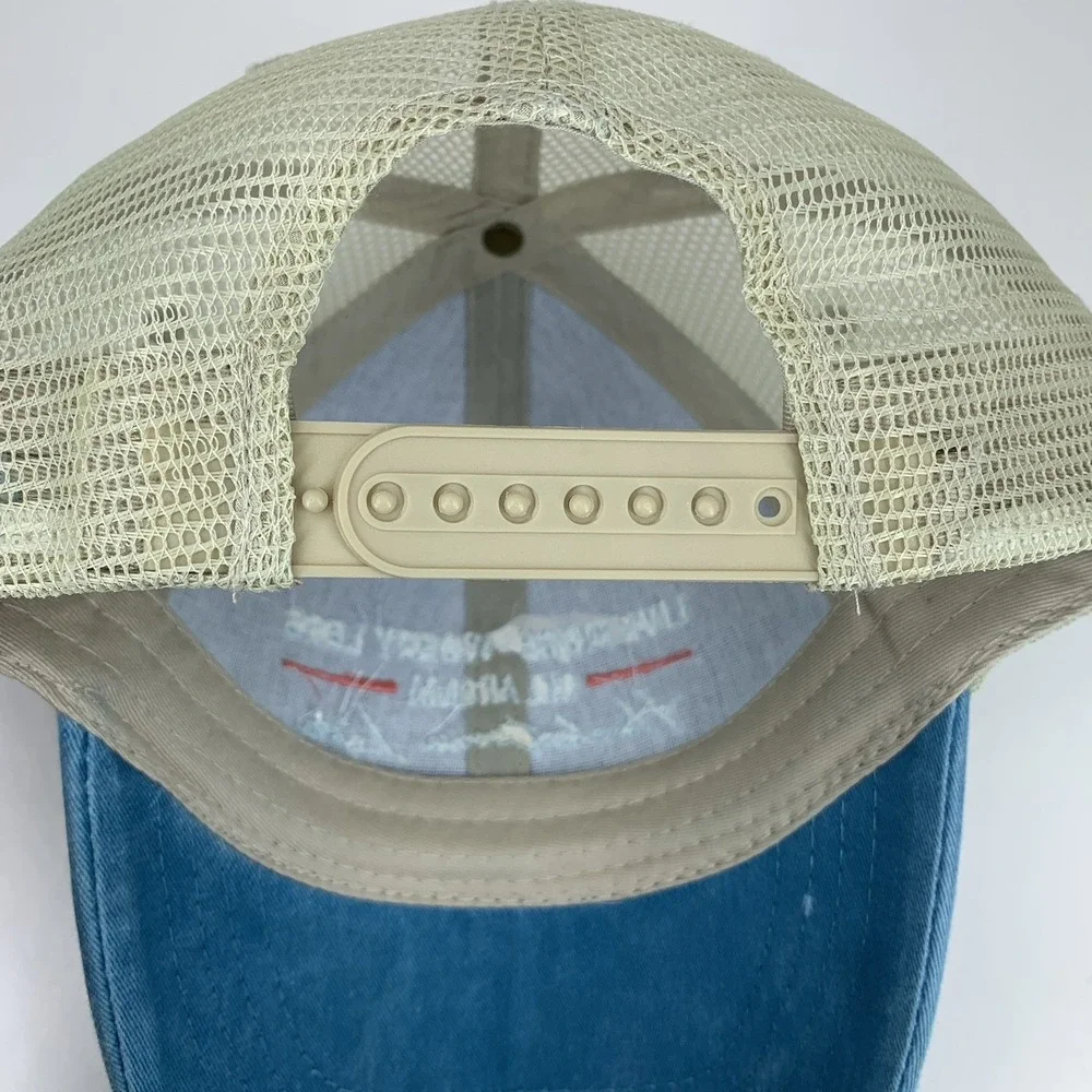 Hochatown Life Oklahoma Hat Blue Distressed Adjustable Snap Mesh Baseball Cap